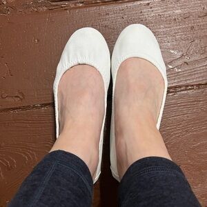 White ballet flats flexible sole